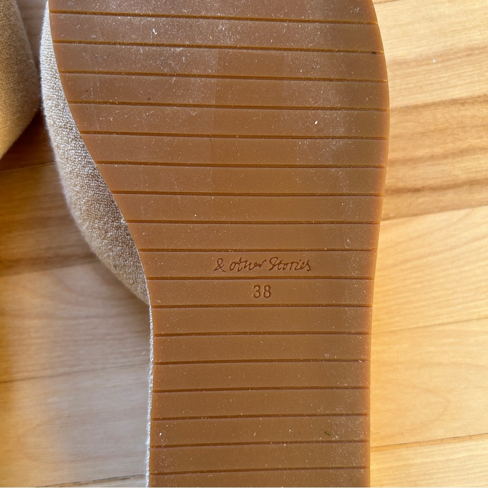 & Other Stories Beige Platform Terrycloth Slides Sandals Size 38 - Picture 8 of 11